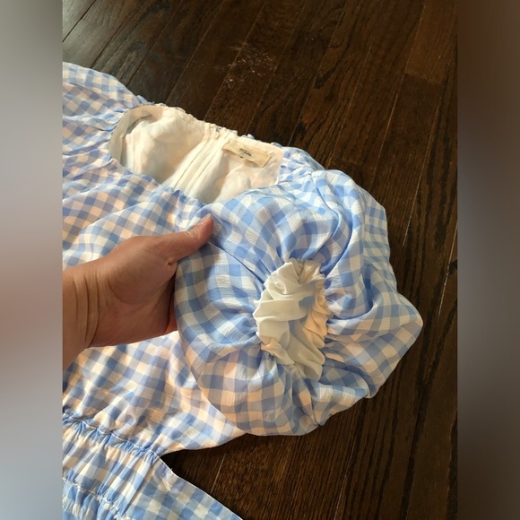 Mable Women’s M Blue/White Gingham Lolita Puffed Sleeve Cut-Out A-Line Dress EUC - Picture 11 of 15
